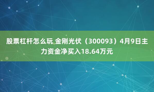 股票杠杆怎么玩 金刚光伏（300093）4月9日主力资金净买入18.64万元