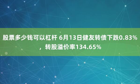 股票多少钱可以杠杆 6月13日健友转债下跌0.83%，转股溢价率134.65%