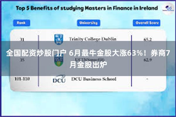 全国配资炒股门户 6月最牛金股大涨63%！券商7月金股出炉